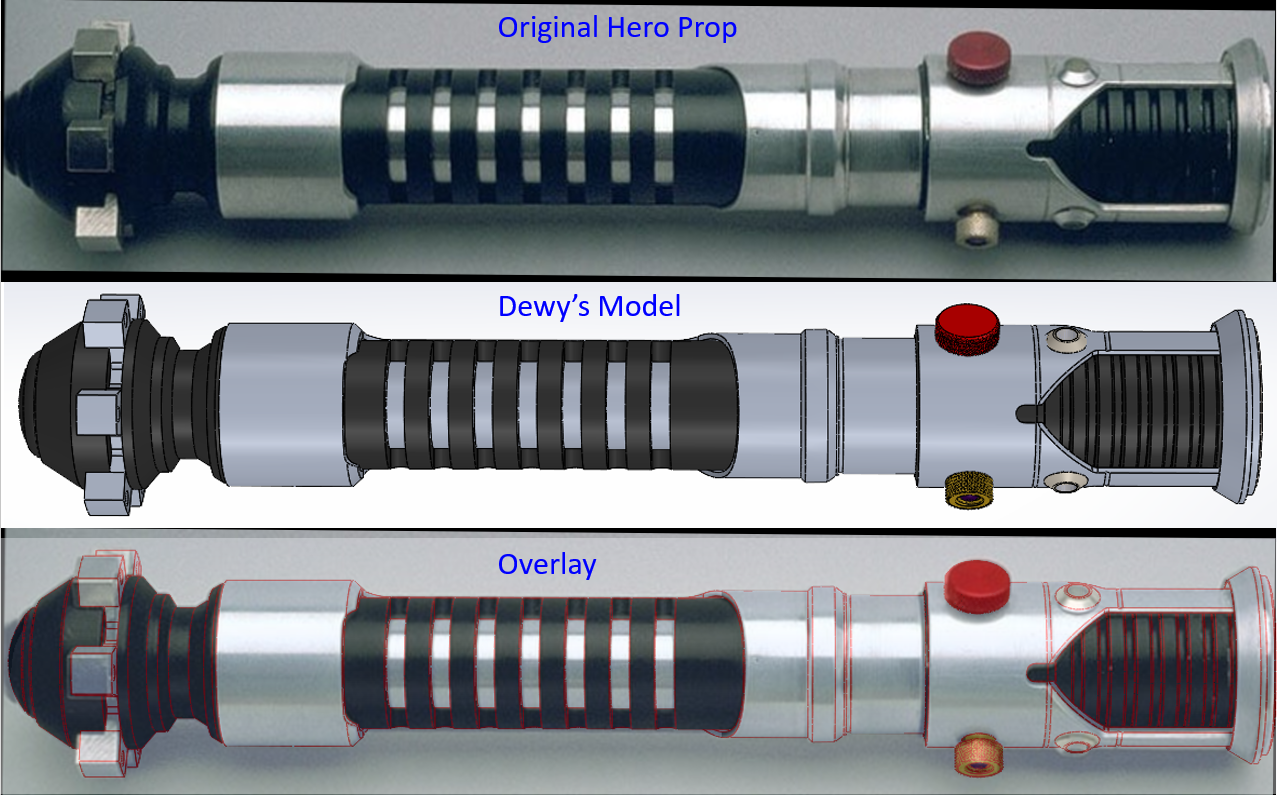 Dewy and Anakin Starkiller's Accurate Qui-Gon Jinn Lightsaber Design