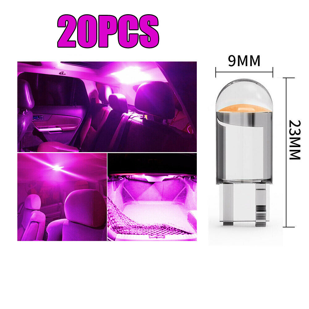 20X LED Bulbs T10 194 168 Car Trunk Interior Map License Plate Light Pink Purple.jpg