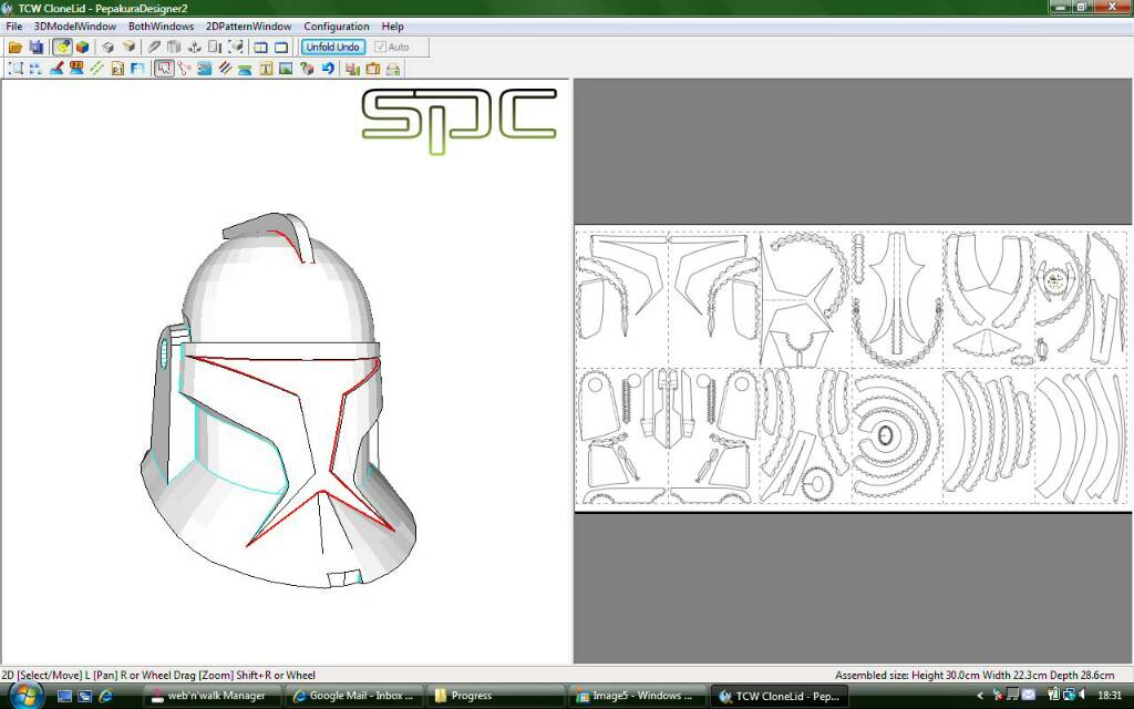 Pepakura shop clone helmet