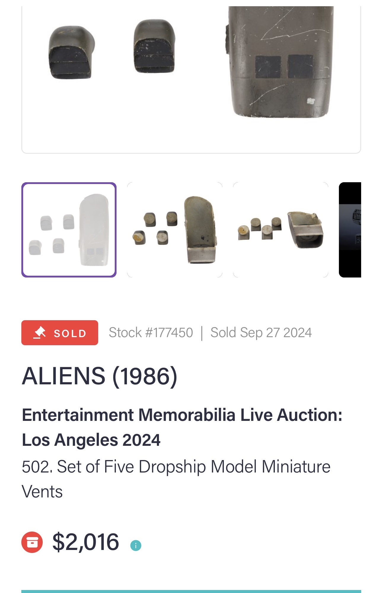 502. Set of Five Dropship Model Miniature Vents  ALIENS (1986).jpeg