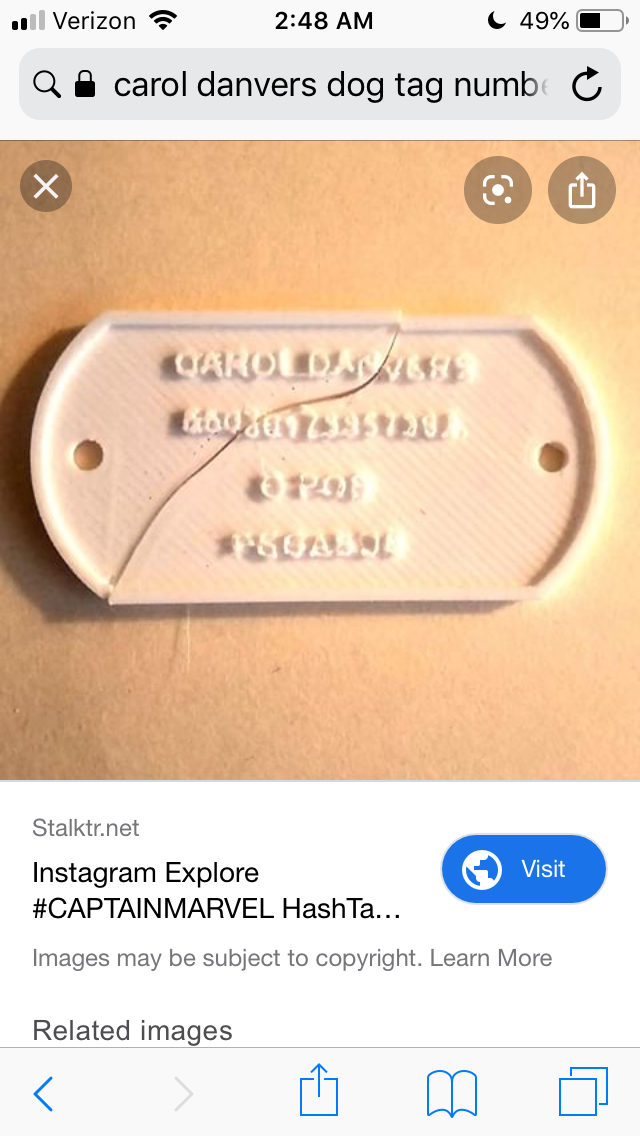 Captain marvel dog tag discount