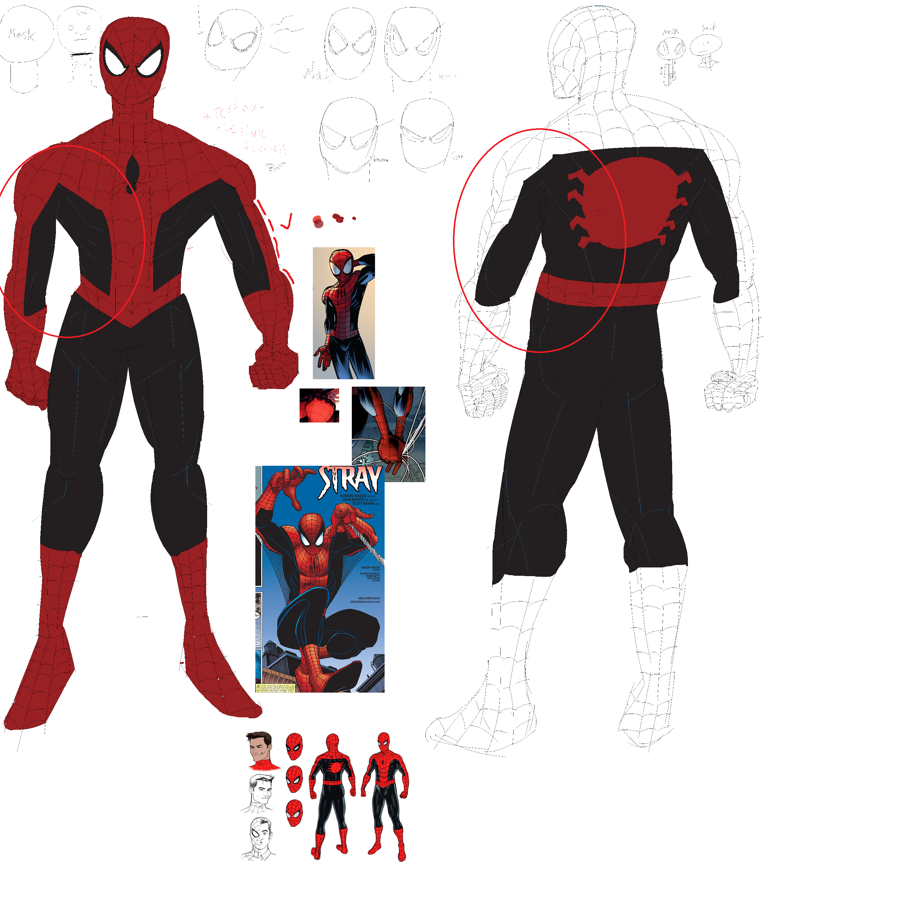 Help on Spider-Man Costume design, chest to shoulder measurements on ...