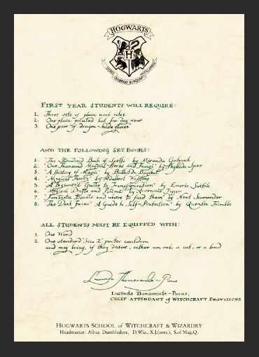Hogwarts acceptance letter from first 'Harry Potter' movie could