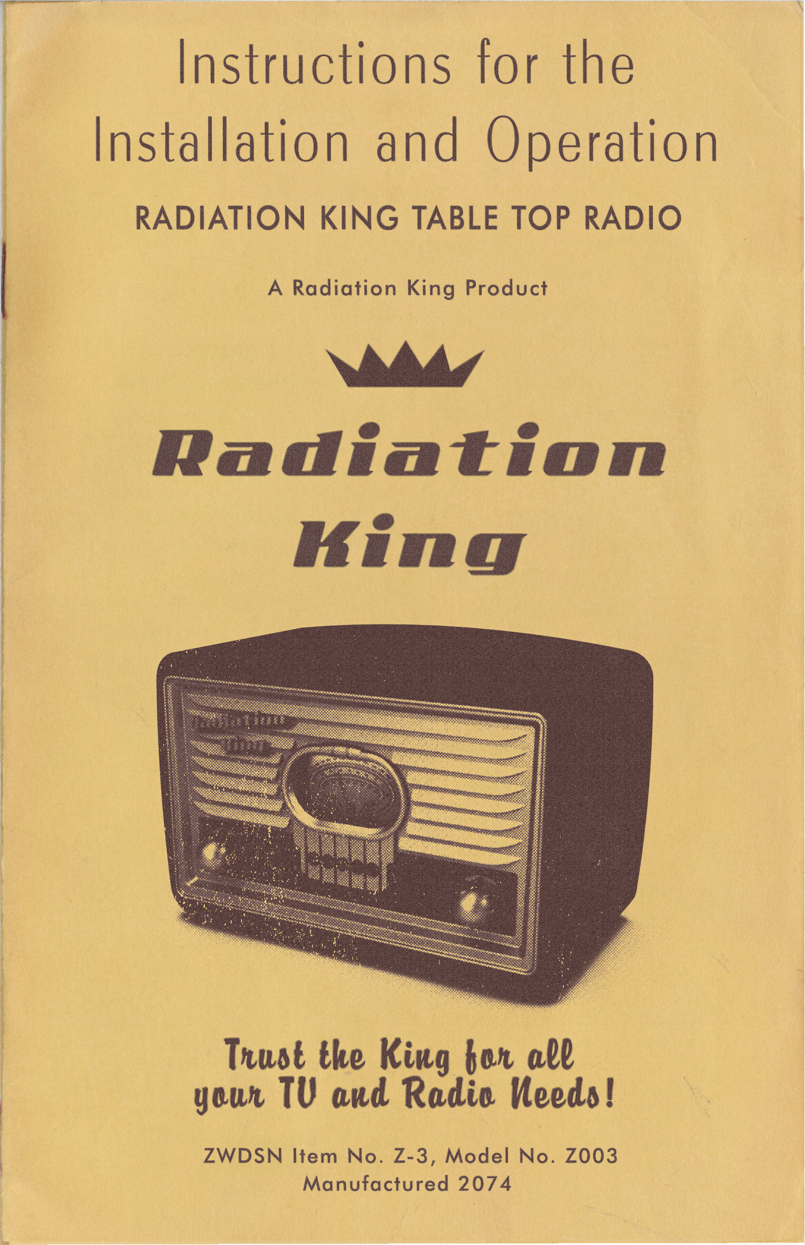 Radiation King Radio, Manual, Cover.png
