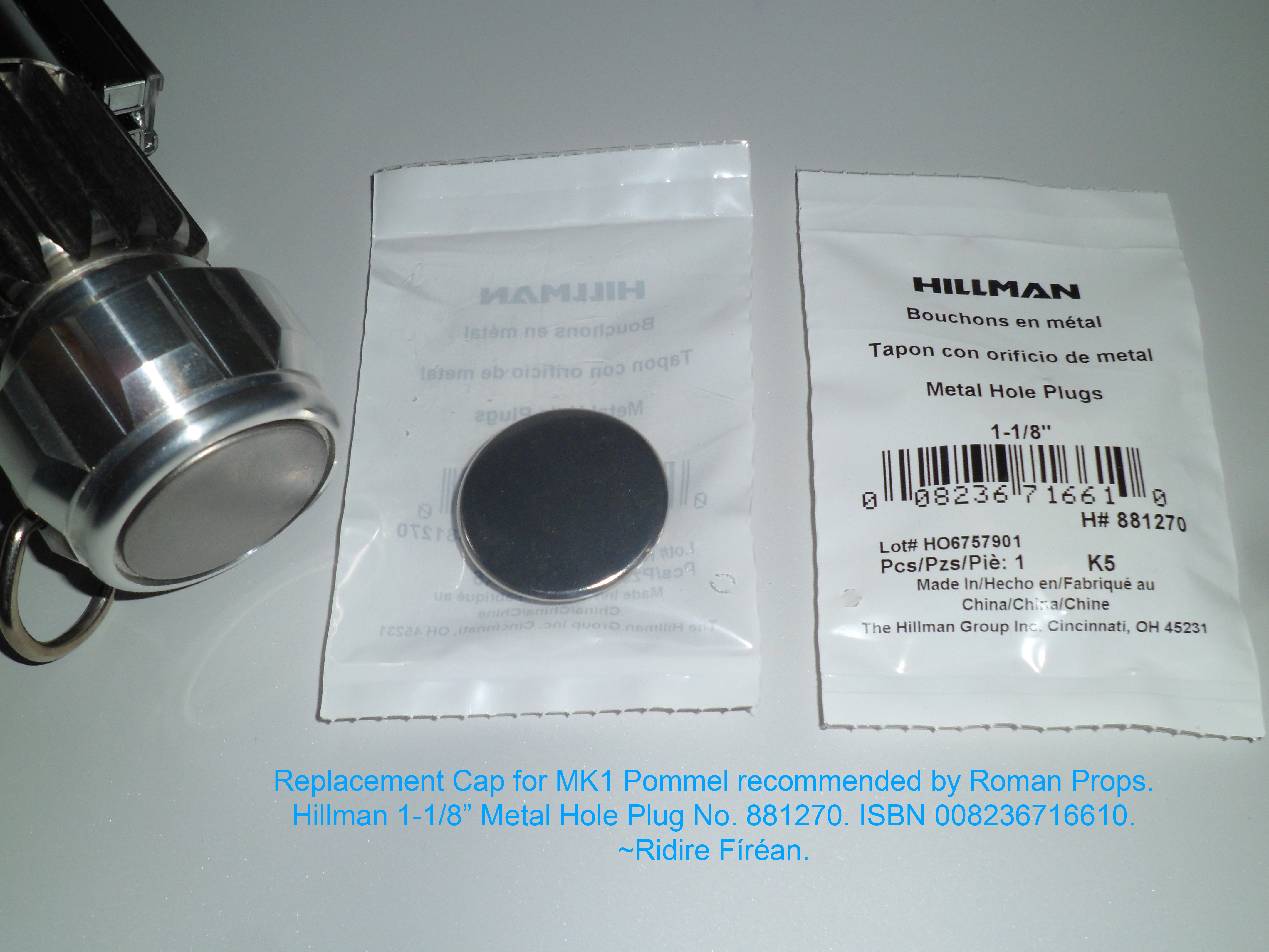 Replacement Cap for MK1 by Roman Props - Hillman 1-1 8th Metal Hole Plug 881270 - Ridire Firean.jpg