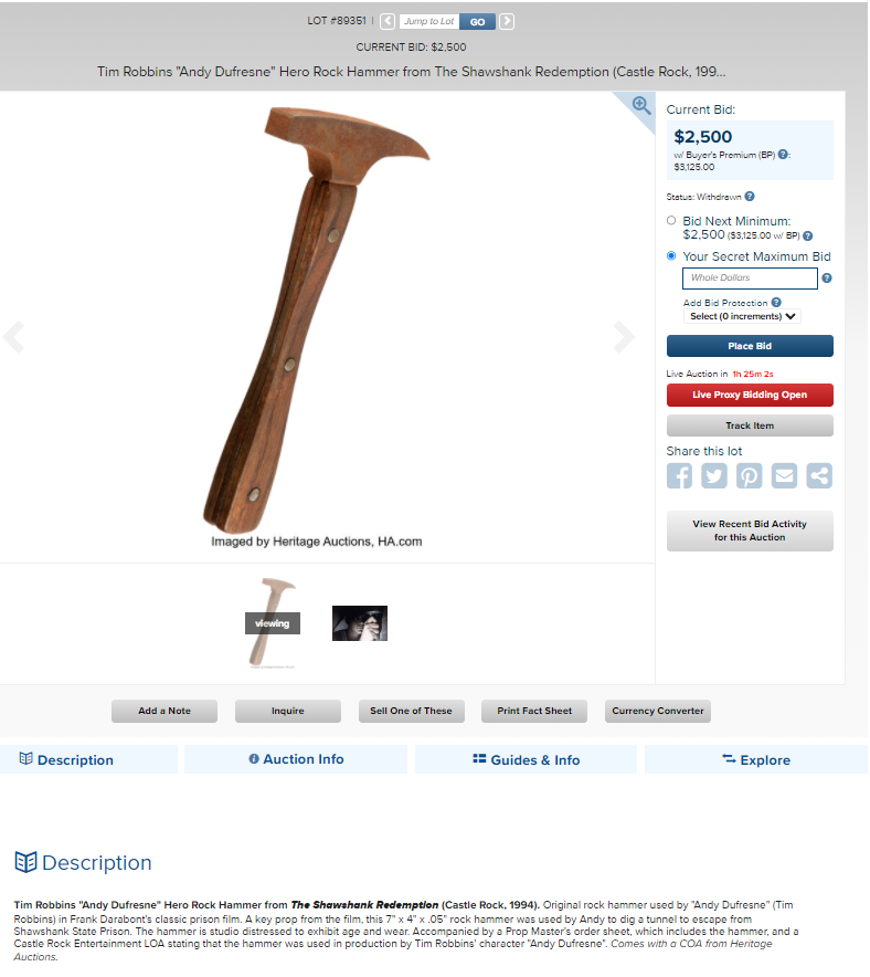 Tim Robbins _Andy Dufresne_ Hero Rock Hammer from The Shawshank _ Lot #89351 _ Heritage Auctio...png