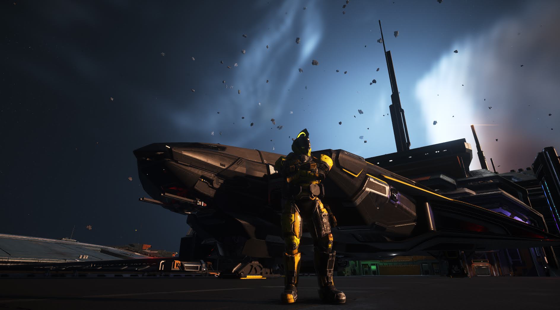 My character wearing the helmet and armor