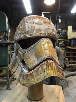 2.  West Systems Epoxy applied to pepakura helmet.