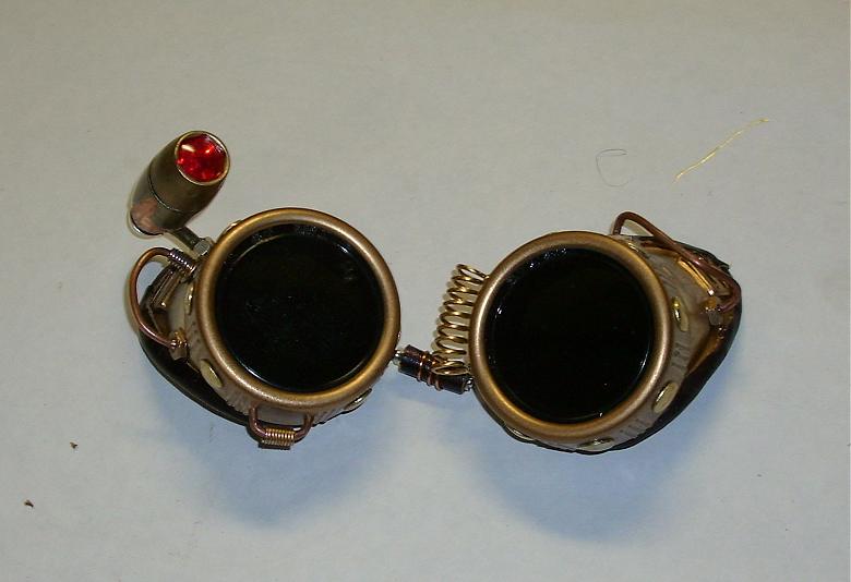 A set of prop steampunk goggles. (available)