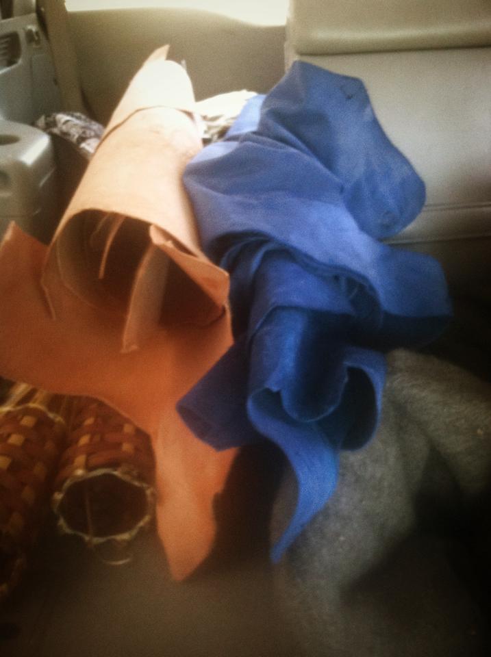 ALL the leather for the Lagertha battle dress; hauling it home on Saturday afternoon. The car smelled so good after that.