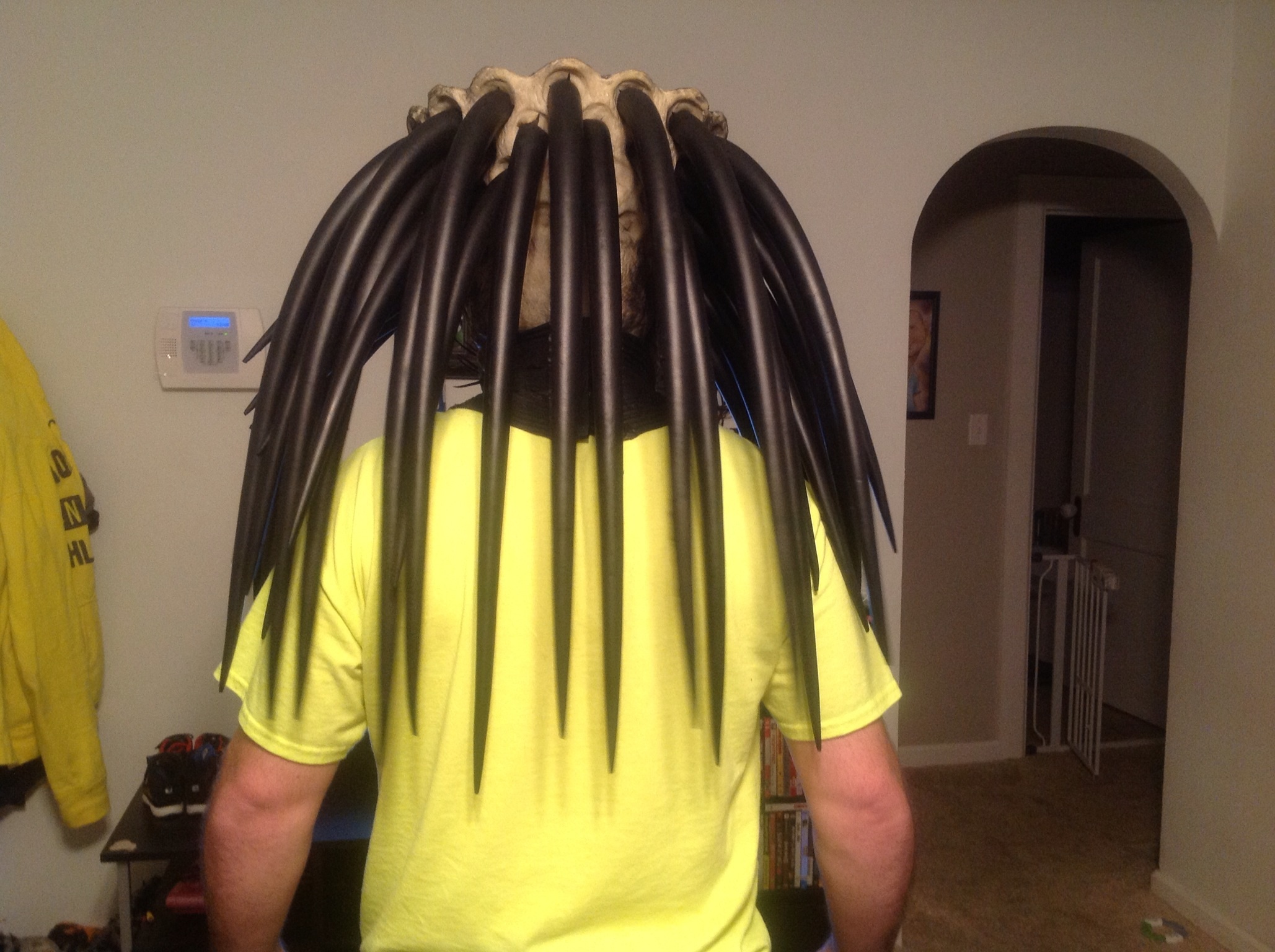 Back view, still 20 more dreads to go...and get my dread rings painted and put those on