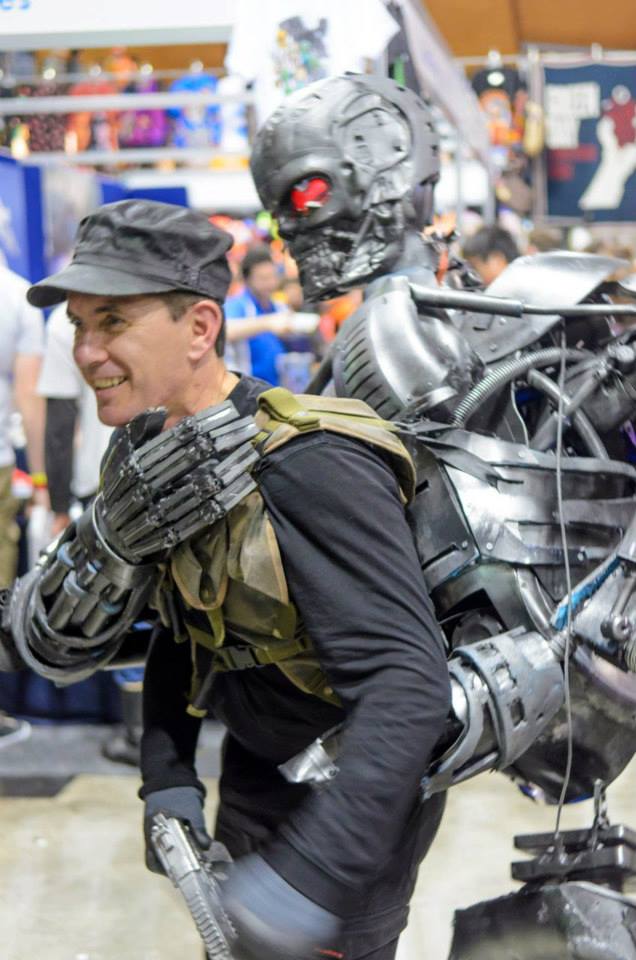 Battle Damaged T-600 Terminator (backpack).   The Terminator is a legless version like the one that attacked John Connor at the chopper in Terminator