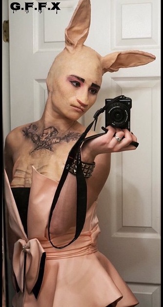 Beauty Bunny

sculpted bald cap and chest piece.
hand drawn transfer tattoos