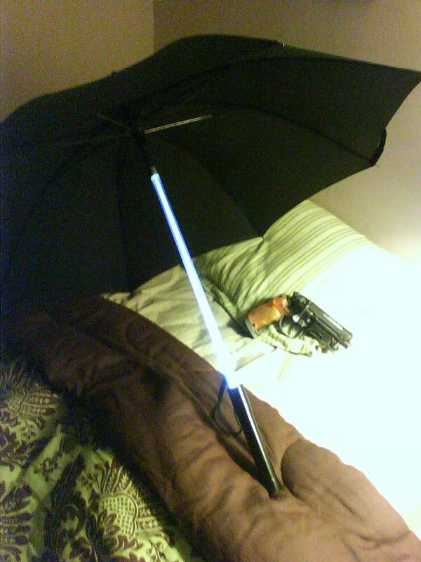 Blade Runner Umbrella - slightly modified, bought from thinkgeek/