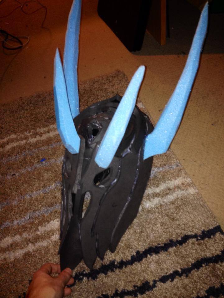 Blue foam horns.