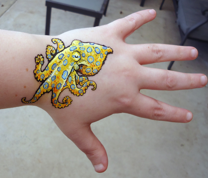 Body painting practice - blue ringed octopus.