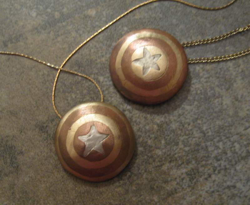 Captain America Copper Bronze and White Bronze necklace Shields