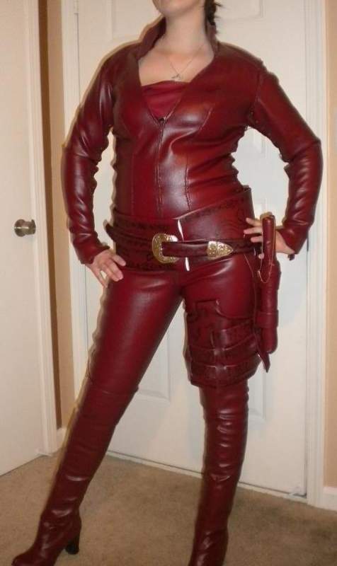 Catsuit with belts and leg holster