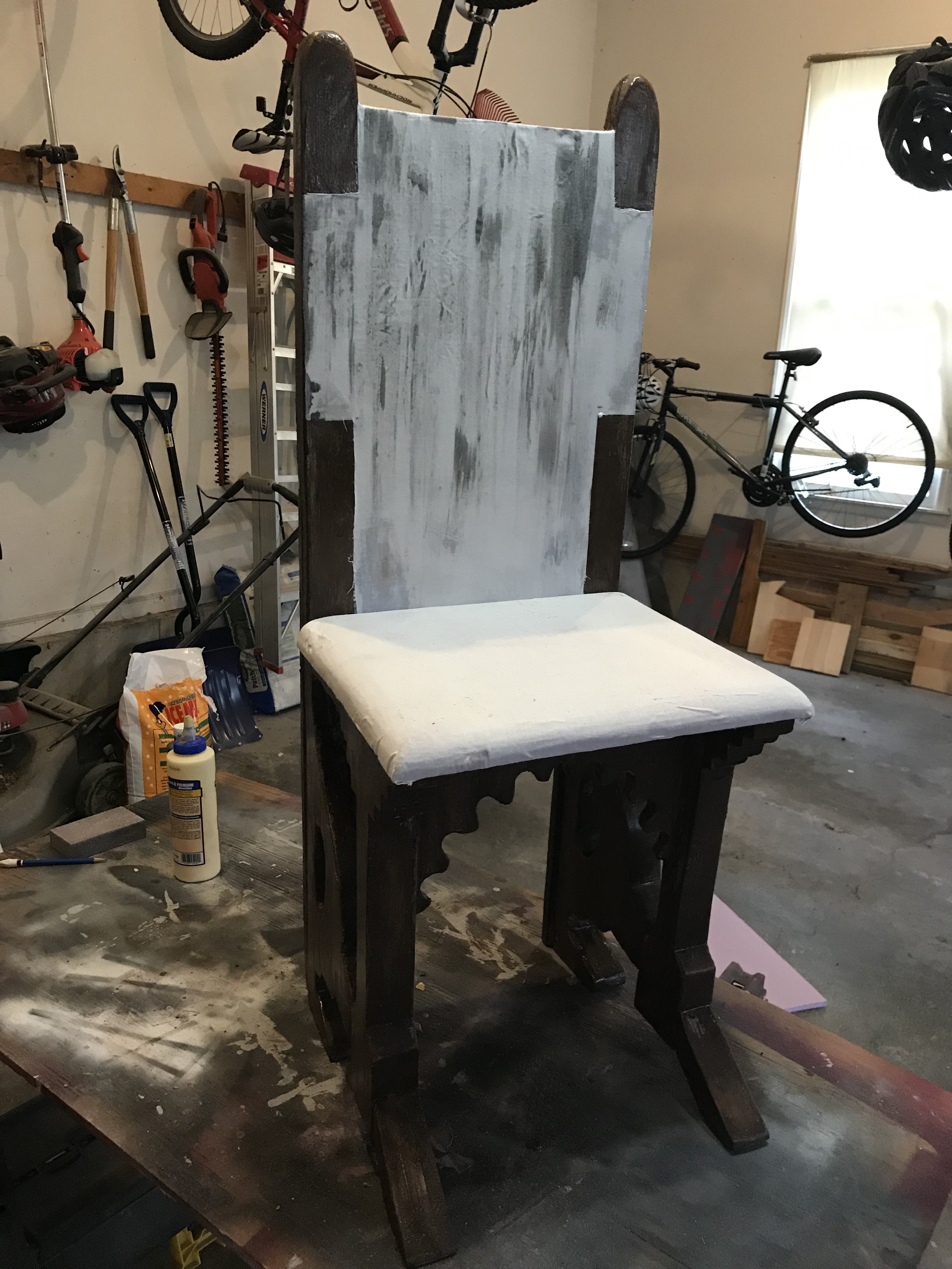 Chair upholstered and weathered