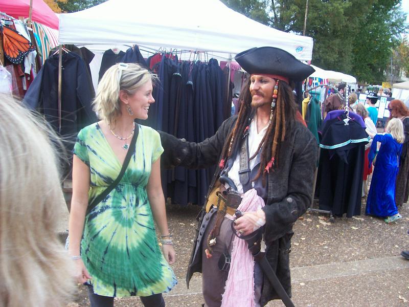 Chatting with a fan of the movies.