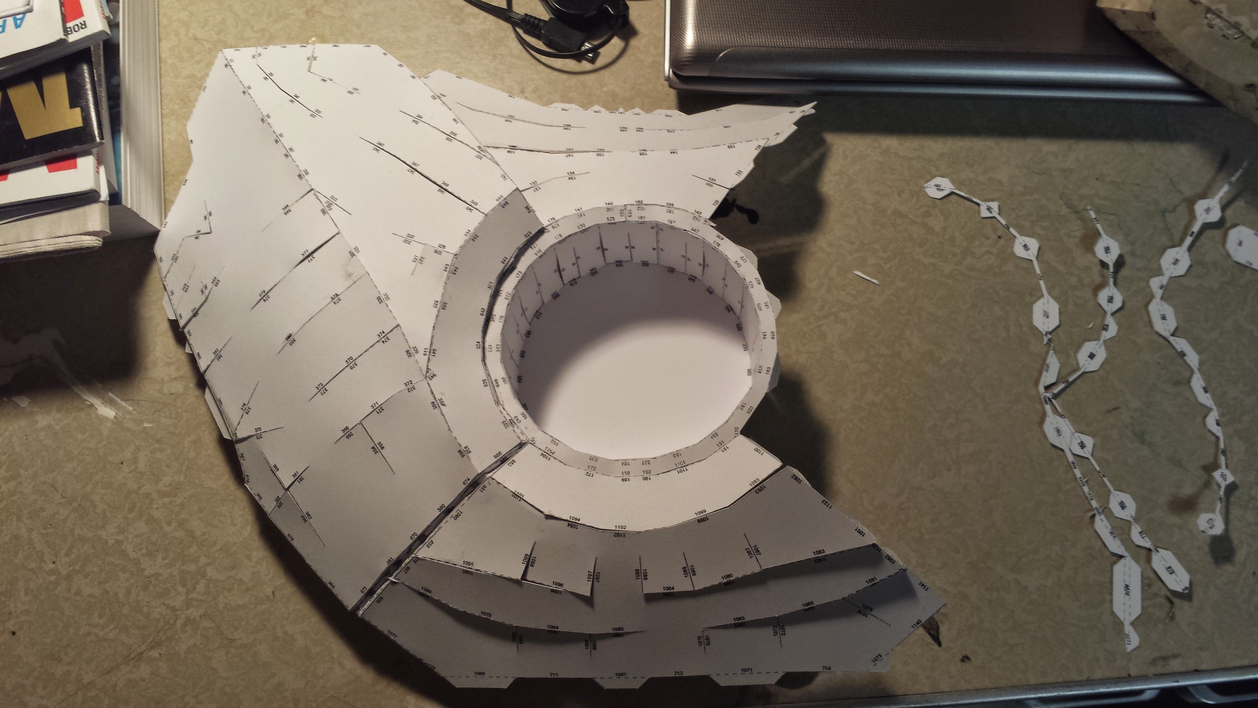 Chest pepakura in progress, 30 July 2014