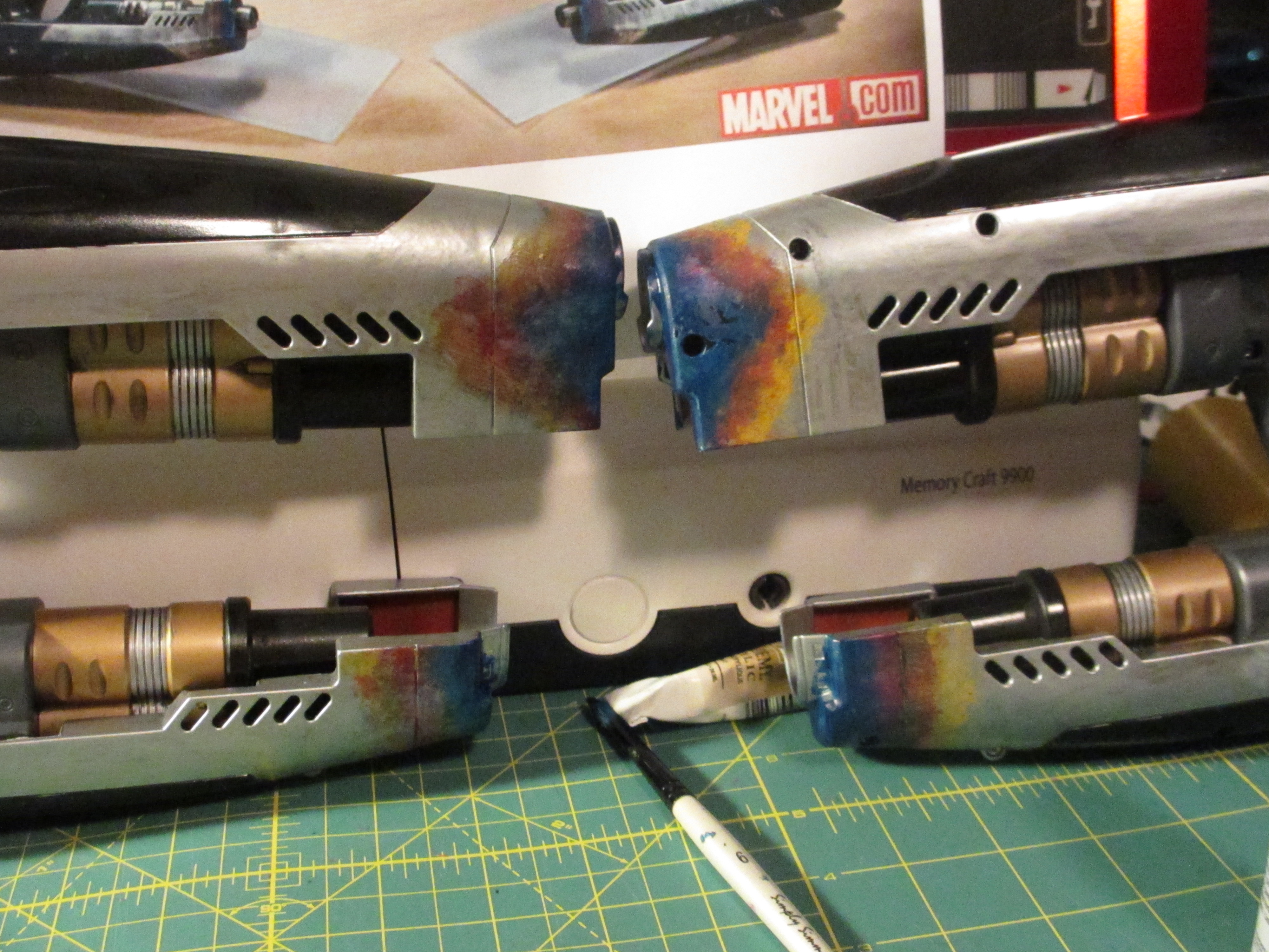 Close up of heat wear on the blasters.
