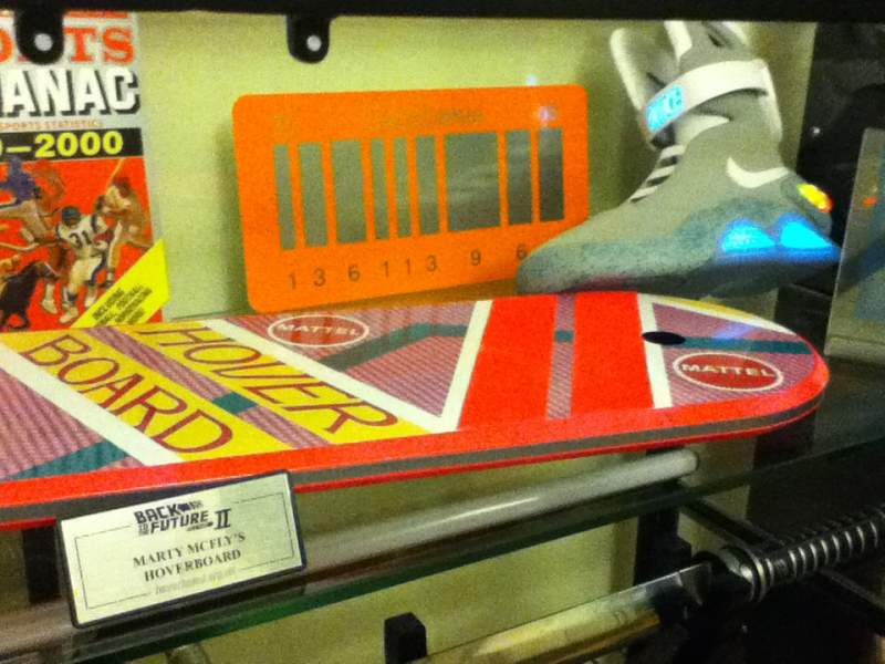 Close up of the Hoverboard, Mags and Hoverboard display plaque.