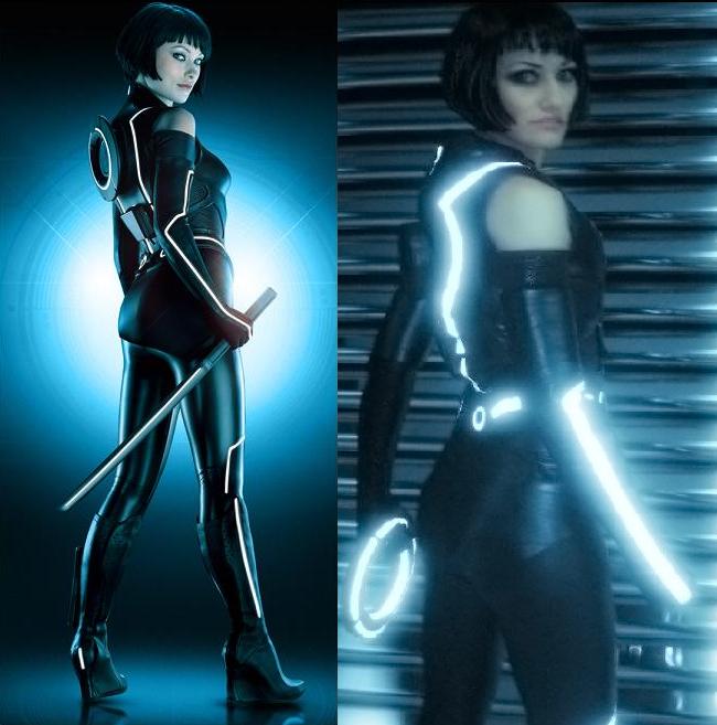 Comparison shot of Oliva Wilde's Quorra and my costume recreation