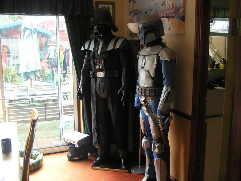 Complete Darth vader, upper armour is old version,Jango fett still to be finished, this is only a bought costume just to size correct vac formed armou