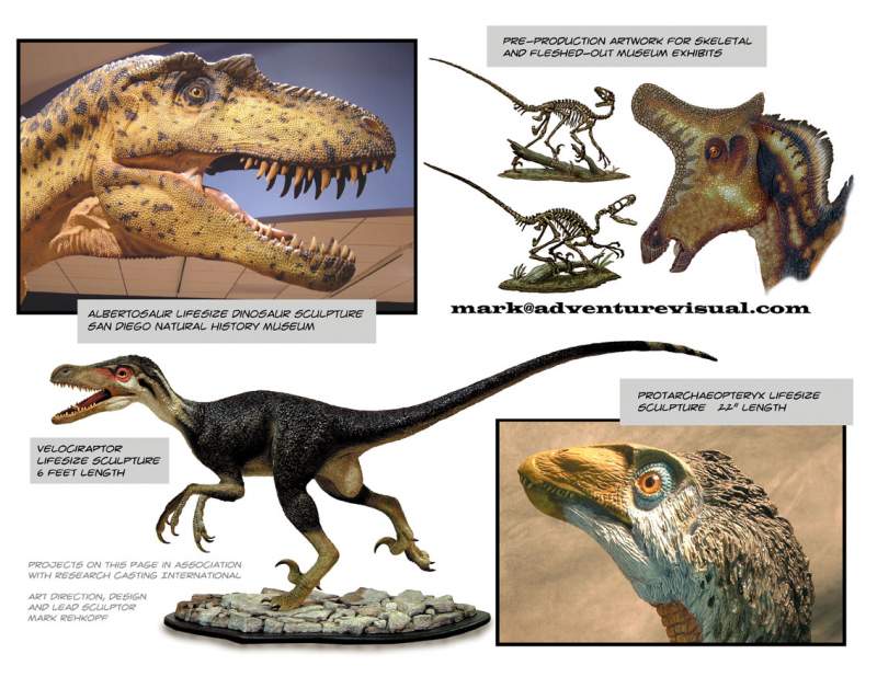 Dinosaur Museum Sculpture - Lifesize museum exhibit pieces which I got to play art director. I designed, sculpted and painted ALOT of dinos over the p