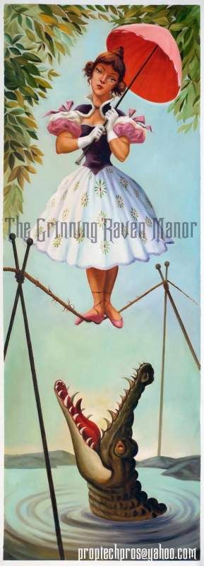 Disneyland's, Haunted Mansion Stretching Painting, "Tightrope Bell" This Reproduction painted for my Themed Haunted Mansion room.. I painted this in O