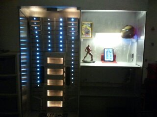 Display case with shelving attached.