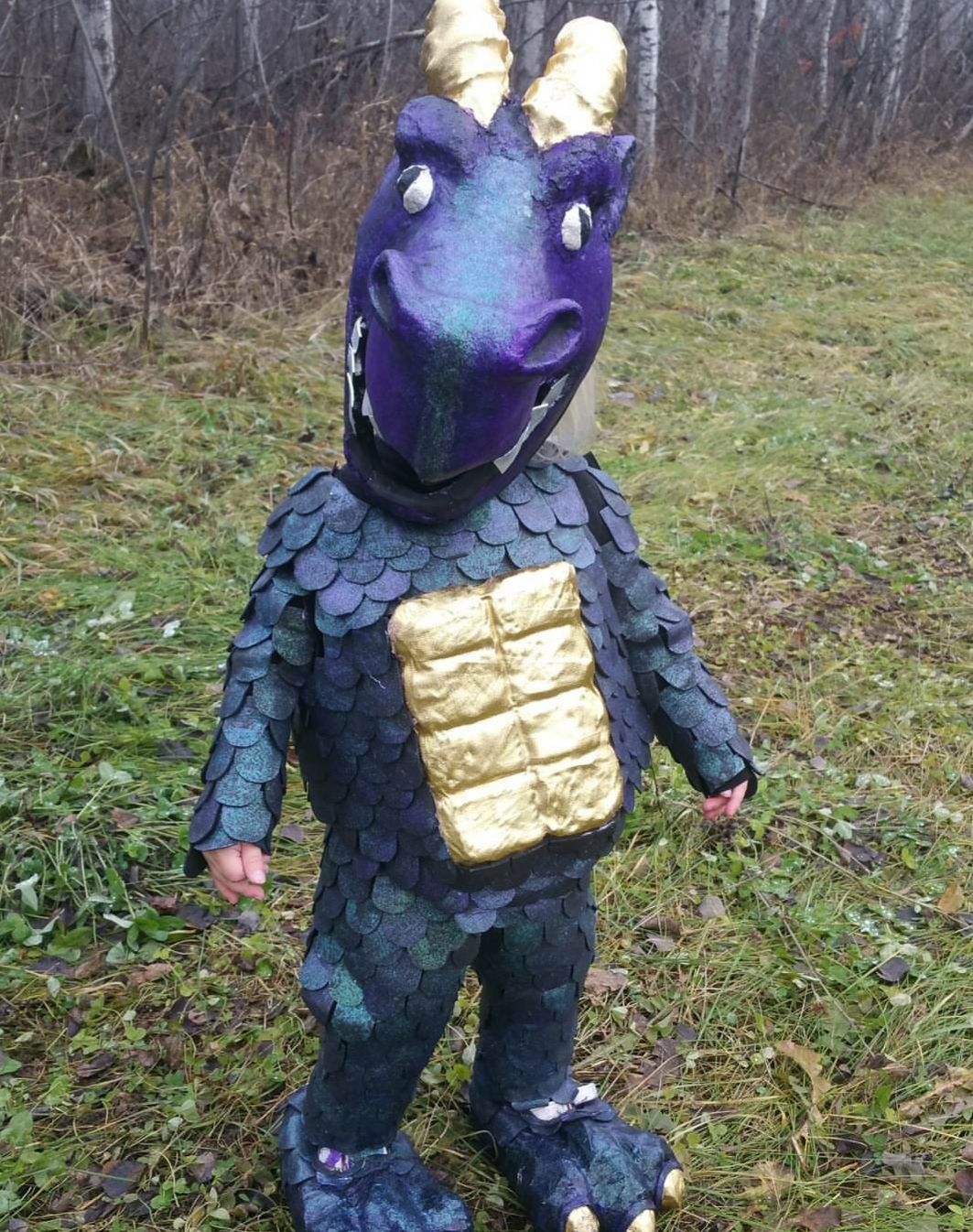 Dragon made with foam cardboard and paper mache