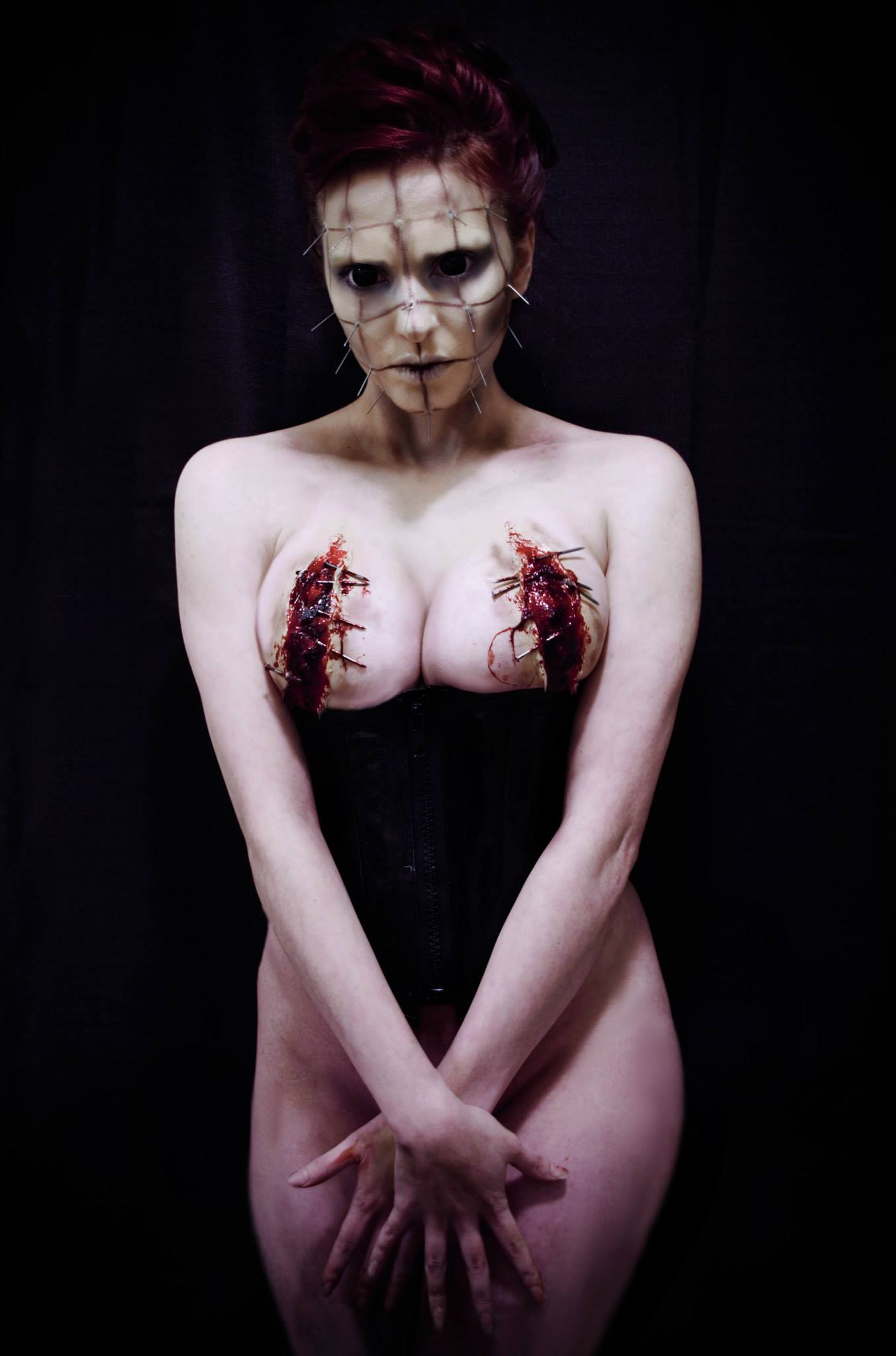 Female Pinhead concept makeup