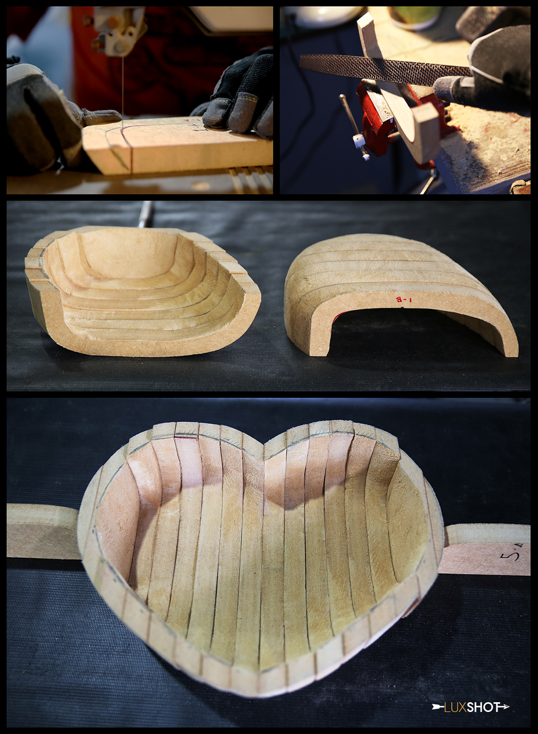Finished making the mask hollow. With the Band Saw I cut the inside of each slice so when all were put together, voilà! got myself a hollow heart!...