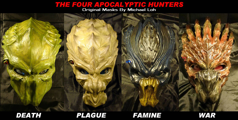 FOUR HUNTERS of the Apocalypse. From Prophecy of Cetanu a Yautja tale of Galactic Apocalypse where these 4 hunters bring an end to the universe. Writt