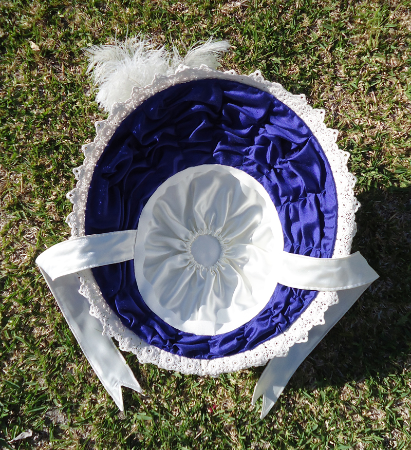 French regency style bonnet, based on an illustration from an 1816 fashion plate. - Ruched under-brim and lining