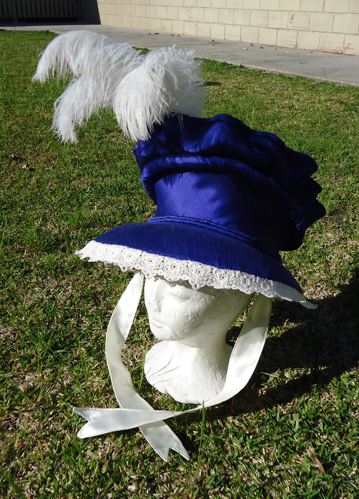French regency style bonnet, based on an illustration from an 1816 fashion plate.