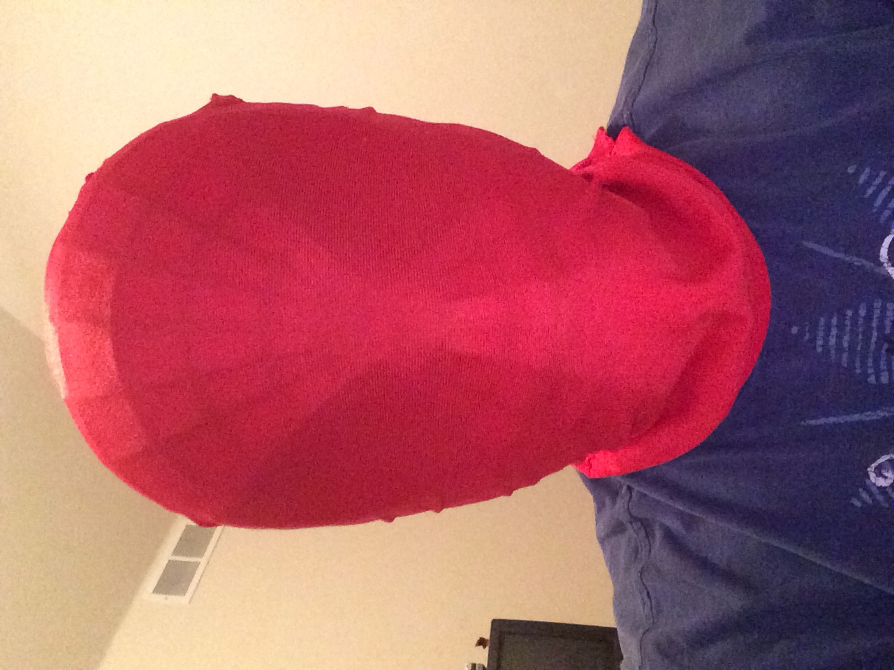 Frontal view with " face shell " on.