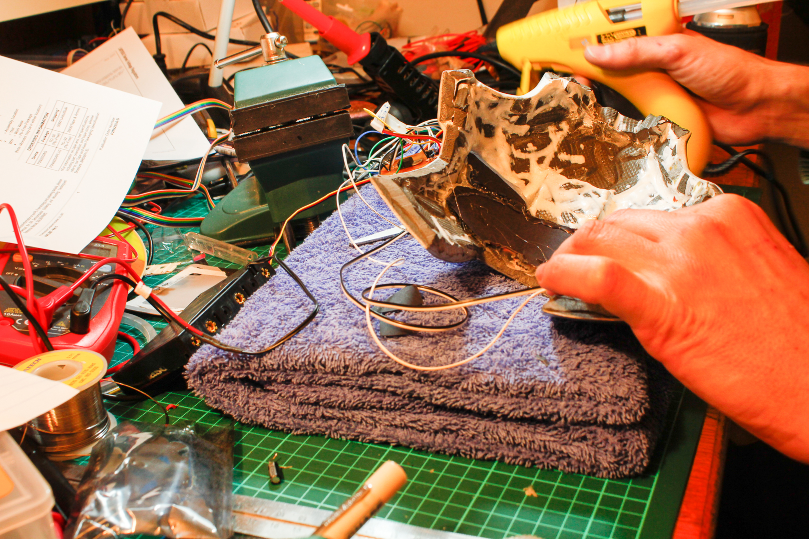 Getting the tech into the faceplate for the eyes.