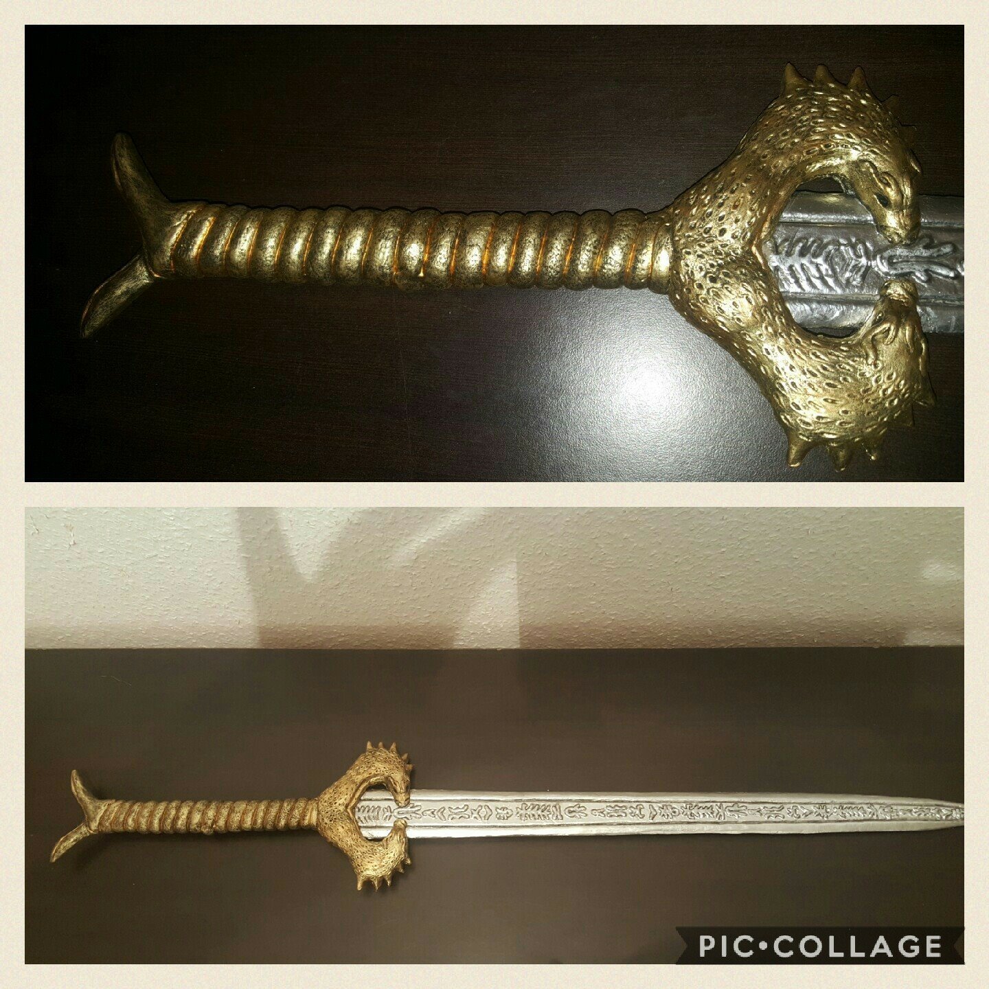 God Killer made with Balsa Wood, Covered in Cosplayflex he Dragon is made out off Profoam Clay

Prop maker Arwenia Cosplay