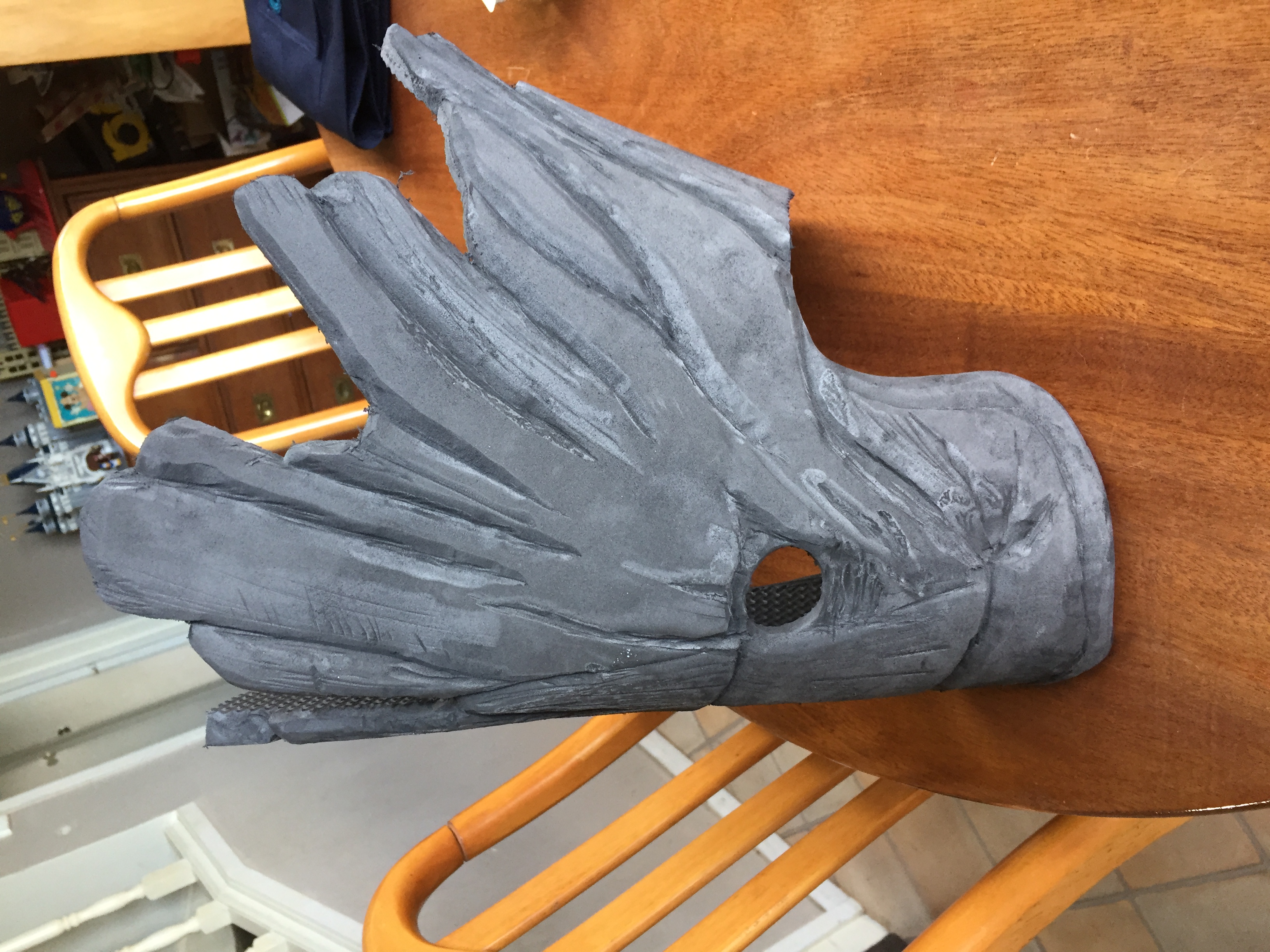 Groot Mask - part way through carving, left side