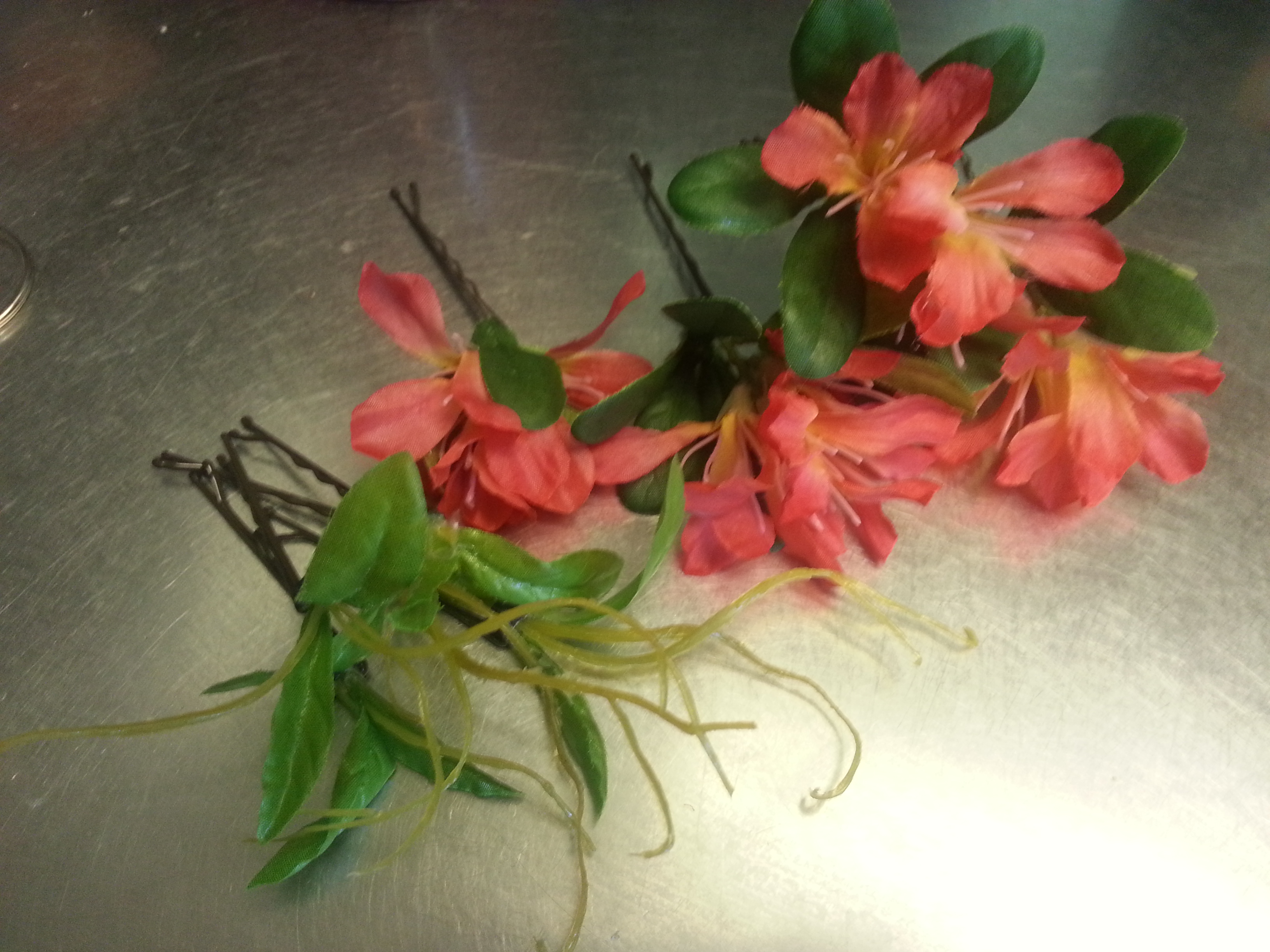 Hair flowers and leaves