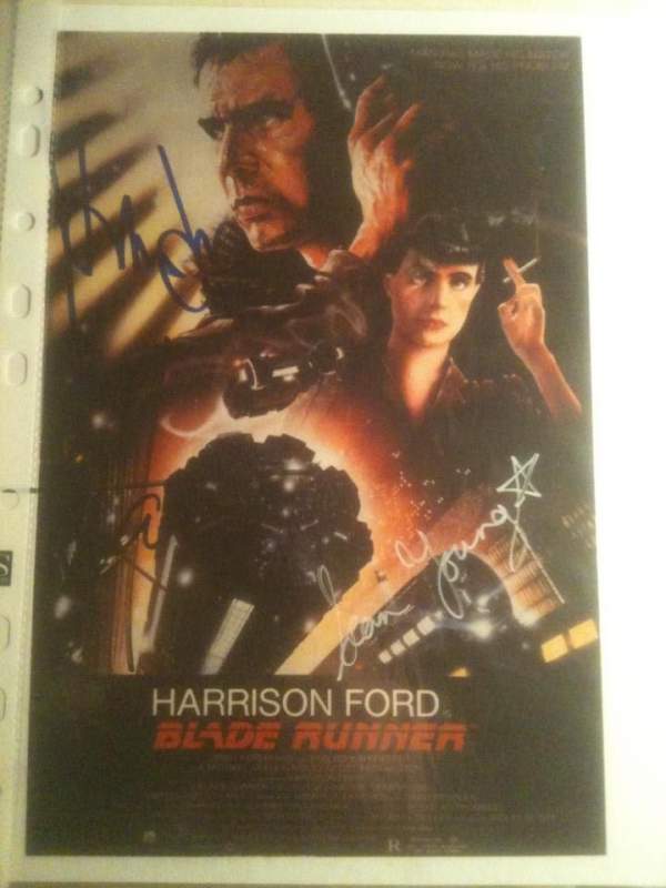 Harrison Ford & Sean Young - Yes I know its not RedDwarf but its my favourite bought from reputable Autograph house with COA
