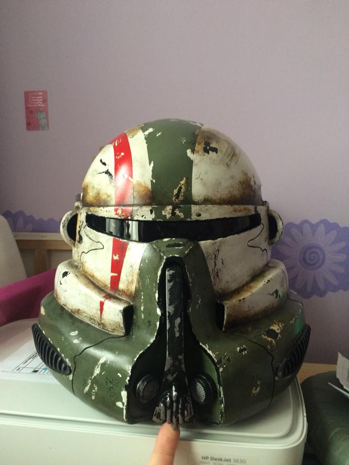 Helmet 08 - Nose held in place for photo, will need to reattach with more epoxy.