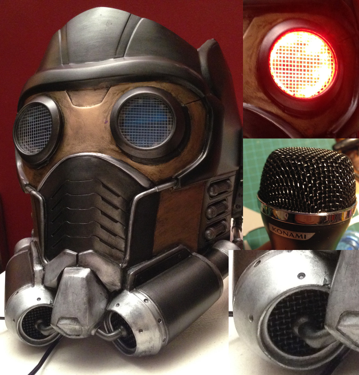 Helmet kit form rgriesbeck and TheRocketeer. With some modifications. I drilled out the breathing tubes entirely, and used microphone mesh for the gri