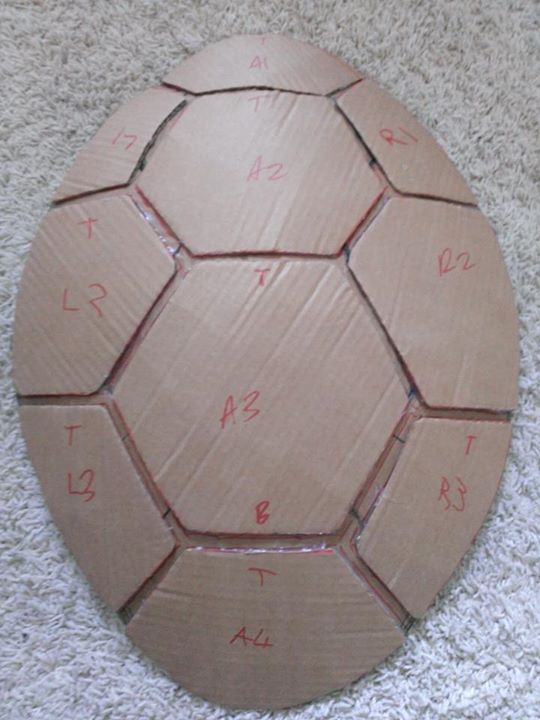 Hot glue segments to the base layer and cut out any battle damage etc.