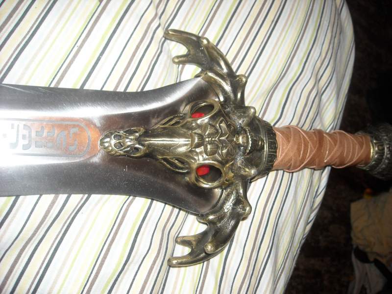 I added red stones to the eyes to give it a personal  customized look.Feels like it's watching me. @ times, the sword seem's alive.