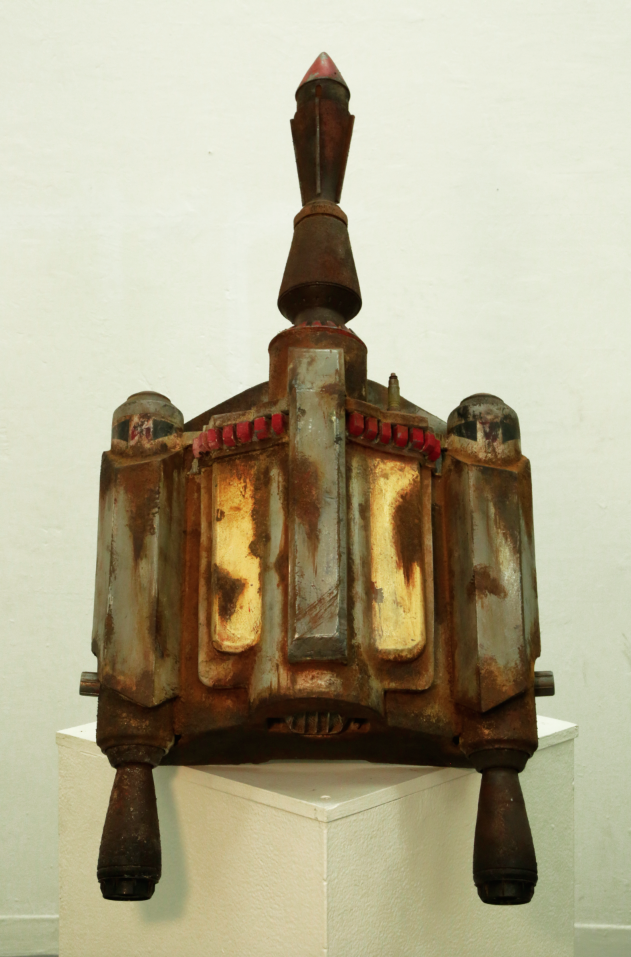 Jetpack made from Sintra and fiberglass. Patina made from acrylic paint and cinnomin