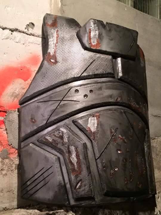 Left view of some NCR Veteran Ranger body armor I made. This was my very first attempt at making armor too.